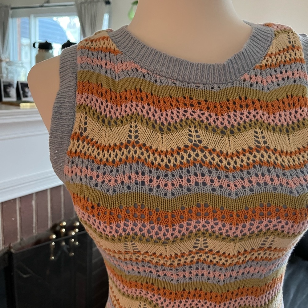 Willow & Wind multicolor sleeveless knit crochet midi dress.